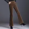 Pantalones de pana de talla petite, ligeramente acampanados, para mujer, nueva colección otoño/invierno 2026, de tiro alto, talla grande, pantalones casuales para mujeres de mediana edad