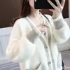 Suéter para Mujer 2026 Nuevo Estilo Holgado Ropa de Abrigo Primavera Versátil Moderno Perezoso Terciopelo de Visón Chaqueta Cardigan de Punto para Mujer