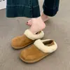 Zapatos Birkenstock de suela gruesa de dos vías para mujer 2026 nuevo estilo invierno con felpa añadida zapatos de mujer retro sin cordones zapatos de algodón para nieve