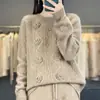 Nuevo Suéter de Punto Crochet Grueso Tridimensional con Patrón de Diamantes, Cuello Redondo Holgado para Mujer, Otoño/Invierno 2025