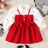 Ropa para Bebés Niñas 0-3 Años Vestido Camisa de Dos Piezas con Lazo para Niña Primavera y Otoño En Stock