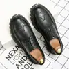 Zapatos Brogue para Hombre de Suela Gruesa Transfronterizos, Tallas 38-45, Zapatos de Trabajo Modernos de Punta Ancha, Zapatos Brogue de Cuero Tallado de Caña Baja para Hombre