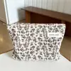 Bolsa de Cosméticos de Pana con Lunares Casual Gran Capacidad Forro para Artículos de Tocador Bolsa de Cosméticos Portátil Bolsa de Almacenamiento y Organización para Artículos Pequeños