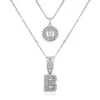 Collar con Colgante de Letra Inicial A-Z Transfronterizo Europeo y Americano Moda Personalidad Doble Capa Letra Colgante de Diamante Cadena de Clavícula
