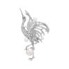 Estilo Nacional Industria Pesada Lujo Perla de Agua Dulce Grulla Broche Elegante Elegante Circonita Versátil Pecho Cheongsam Dinastía Han Broche para Mujer