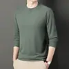 Sudadera de Waffle de Manga Larga Nueva para Hombre 2026, Camiseta Básica de Color Sólido para Primavera y Otoño, Camiseta Casual Versátil de Cuello Redondo para Hombres de Mediana Edad