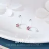 Pendientes de Flor de Cerezo de Plata 999 para Mujer, Pequeños, Frescos, Simples, Joyería para Oreja C02279