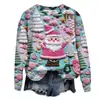 Popular Sudadera Nueva de Otoño e Invierno Transfronteriza Europea y Americana Estampada en 3D para Mujer Navideña Callejera de Moda con Cuello Redondo y Hombro Derecho