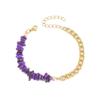 Vacaciones de Verano Europeas y Americanas Color Irregular Concha Natural Acero Inoxidable Dorado Pulsera Doble para Mano Pulsera para Mujer