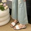 Sandalias tejidas de moda de cabeza cuadrada talla grande transfronterizas Europa y Estados Unidos verano nuevo estación independiente chanclas de playa para mujer combinan con todo