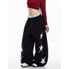 Calça Jogger Plus Size Feminina Estilo Americano com Estampa de Letras Estrela 150kg, Nova Versátil de Verão Solta de Perna Larga Casual