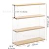 Vitrina de Acrílico Transparente con Estante y Base de Madera, Dos Niveles, Tres Niveles, con Compartimentos, Caja de Almacenamiento