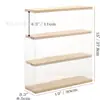 Vitrina de Exhibición de Acrílico Transparente con Base de Madera, de Dos Niveles, de Tres Niveles, con Compartimentos, Caja de Almacenamiento