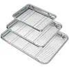 Bandeja Quadrada de Aço Inoxidável 304 com Fundo Plano e Malha Filtrante para Controle de Óleo, Bandeja Retangular com Grelha