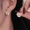 Pendientes de Metal con Goteo de Aceite y Flor de Zirconia de Diseño Único para Mujer, Clavos de Oreja de Lujo Ligero, Accesorios de Oreja Versátiles y Exquisitos, Frescos y Dulces