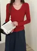 ¡Lana Merino + Seda de Morera! Camiseta Base de Punto Versátil de Manga Larga, Ajuste Delgado, Cuello en U Grande para Mujer, Novedad Otoño/Invierno 2026