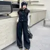 Conjunto de Niña Primavera y Otoño 2025 Nuevo Elegante de Moda Celebridad de Internet Chaleco Suéter Pantalón Traje Conjunto de Tres Piezas
