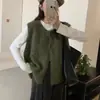 Chaleco de punto retro estilo japonés para mujer, nuevo modelo primavera 2026, chaqueta chaleco suéter petite de cuello redondo