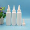 Venta al por mayor 100 ml ml hombro plano blanco lechoso botella puntiaguda botella de pigmento botella exprimible belleza agente de costura muestra botella dividida