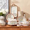 Vajilla Fresca Estilo Japonés Set Completo de Alto Valor de Tazones y Platos Uso Doméstico Tazones de Cerámica Engrosados Antiescaldaduras