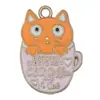 Taza de Té con Forma de Corazón Colgante de Gato DIY Accesorios de Joyería de Aleación Pendientes Collar Llavero Colgantes Accesorios