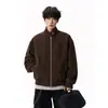 Chaqueta de cuero de estilo americano de moda, marca de patchwork deconstruido con cuello alto para hombre, nueva colección de otoño e invierno, tacto de alta gama, abrigo casual holgado con cremallera