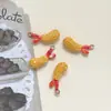 Liga de Metal Pintada à Mão com Óleo Gotejado Brinquedo Alimentício Batatas Fritas Coxas de Frango Frito Torradas Mini Hambúrgueres Pingentes DIY Colar Corrente de Celular