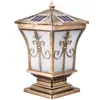Luminária de parede movida a energia solar, luminária de poste externa, luminária de poste à prova d'água estilo europeu para portão de jardim de vila, luminária de poste estilo chinês para pátio