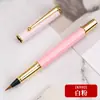 Pluma de Caligrafía con Pelo de Lobo, Punta Suave, Recargable, Adecuada para Calcar y Practicar Escritura, con Tinta Incorporada