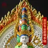 Obra de Arte de Pueblo de Xizang Pintada a Mano: "Estatua de Buda Guanyin de Mil Manos / Bodhisattva Avalokiteshvara de Mil Manos y Mil Ojos" Estatua de Cobre para Adoración