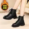 Botas Martin Botas de Mujer 2026 Otoño Invierno Nuevas Botas Individuales Estilo Británico Para Personas Bajas Suela Gruesa Con Felpa Botas Cortas Mujer