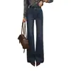 Jeans acampanados de pierna ancha para mujer, nuevos estilos de primavera/otoño, de cintura alta de moda este año, diseño elástico, adelgazante y que realza la altura, perfectos para figuras petite