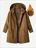 Ropa de Mujer Transfronteriza Europea y Americana Otoño e Invierno Talla Grande Forro Grueso de Felpa con Capucha Longitud Media Casual Cálido Abrigo de Mujer