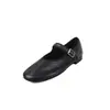 Versão em Couro~Sapatilhas Retro de Solado Macio, Sapatos Versáteis de Couro Genuíno Preto, Sapatos Baixos, Sapatos Mary Jane Femininos