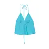 Conjunto de verano estilo europeo y americano para mujer con top a rayas sin espalda y pantalones 26298