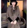 Novo Padrão de Abacaxi Gola Grande de Pelo Outono e Inverno Malha Casaco Poncho Tricotado Senhora Engrossado Franja Moda Francesa Pelo