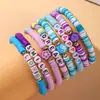 Pulsera para el Día de San Valentín Transfronteriza AliExpress Venta al por mayor Corazón de Amor Flor de Arcilla Blanda Pulsera de Cuentas con Letras Set de Joyería de Comercio Exterior