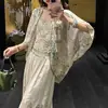 Feiyu Cárdigan grande de seda artificial, terciopelo tridimensional quemado, estilo chino, 2026 nuevo cárdigan de verano con protección solar para mujer