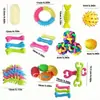 Juego de Juguetes Masticables TPR de Venta Caliente Transfronterizo para Perros, Palo Masticable para Perros Hueso de Pollo, Limpieza Dental y Juguete Duradero para Mascotas al por Mayor