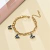 Pulsera transfronteriza de acero de titanio de doble cadena con placa negra, pulsera de accesorios avanzados que no se decoloran, fabricantes de Yiwu al por mayor