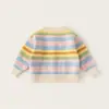 Abrigo-suéter para niña, nueva colección otoño 2026, elegante cárdigan tejido con rayas coloridas inspiradas en la dopamina