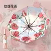 Guarda-chuva Criativo Totalmente Automático com Cabo de Tulipa, Revestimento Colorido, Proteção Solar, Guarda-sol para Homens e Mulheres, Guarda-chuva de Uso Duplo para Chuva e Sol, Guarda-chuvas no Atacado