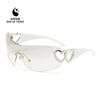 Moda Transfronteriza Nuevos Productos Corazón a Corazón Metal Nuevo Estilo Gafas de Sol Integradas Gafas de Sol de Moda Europeas y Americanas Gafas Y2K Mayoreo