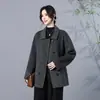 Cardigã transfronteiriço de novo estilo para mulheres de meia-idade, moderno e de corte solto, efeito emagrecedor, suéter de tricô com gola para outono e inverno, peça de outer wear versátil e que rejuvenesce