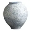 Jarra rústica de cerámica con esmalte moteado azul y blanco minimalista, adorno de escritorio estilo chino, jarrón de decoración para el hogar elegante y fresco