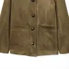 Venta al por mayor de Ropa para Mujer Transfronteriza Otoño e Invierno 2026 Nueva Ropa para Mujer Estilo Europeo y Americano con Adornos de Bolsillos Chaqueta Abrigo de Cuero Gamuzado