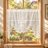 Cortina de Café Clássica Francesa Fresca Três Flores Cortina de Sol Renda Janela de Canto Cortina Curta Divisória de Entrada Cortina Decorativa Preta