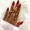 Europeu e Americano transfronteiriço mais vendido retrô feminino preto esmalte gota zircônia preto Pêssego um anel de amor conjunto 7 peças conjunto de anéis