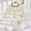 Macacão de bebê de algodão Shvelvet para primavera e outono, estilo pastoral, pequeno, floral, para meninas, roupa de escalada, roupa externa, gola quadrada pequena, moda
