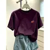 Camiseta de manga corta de algodón puro para mujer, moderna, casual, versátil, elegante, rejuvenecedora, top rosa loto, verano 2026